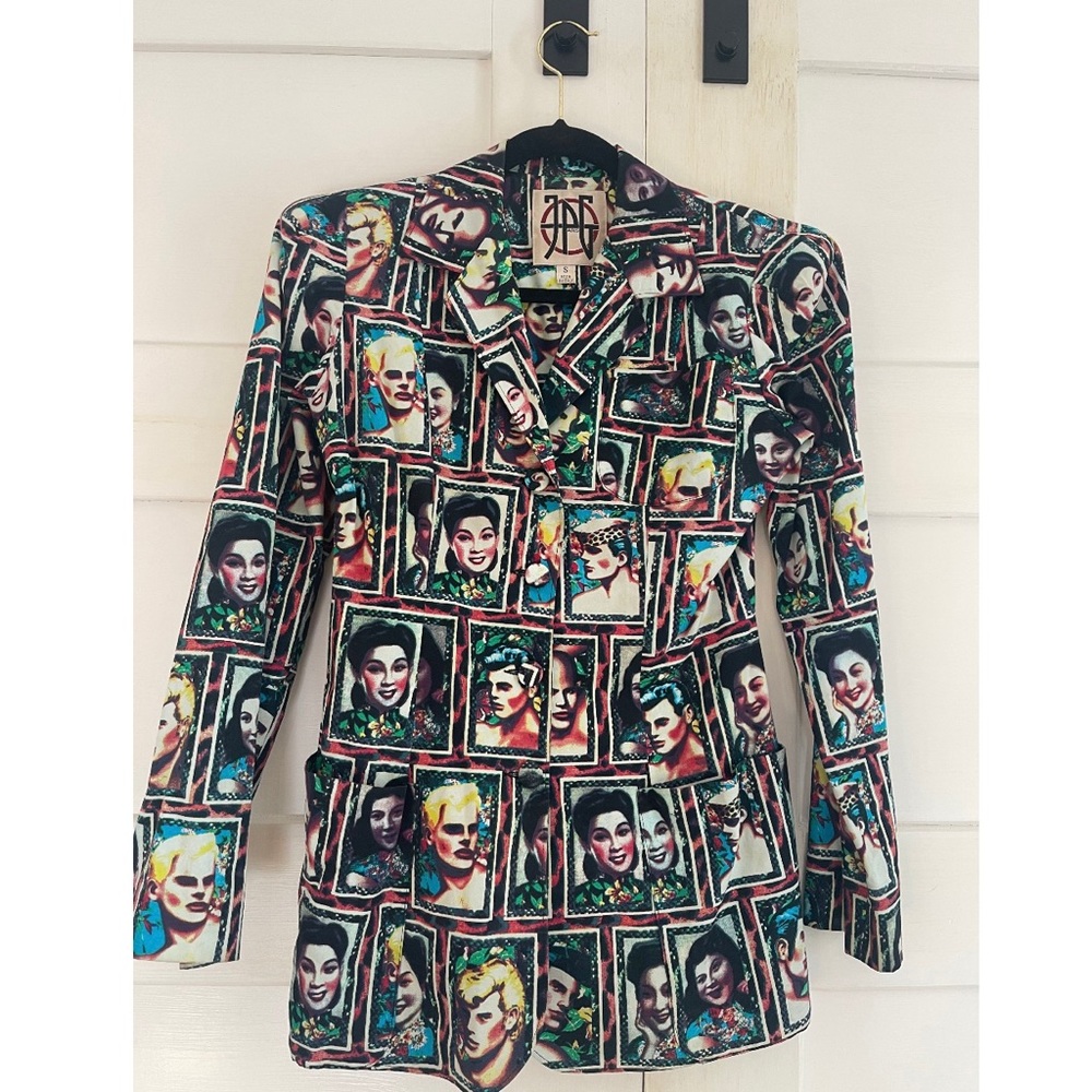 Jean Paul Gaultier Multicolor Vintage Portraits Lightweight Blazer Jacket